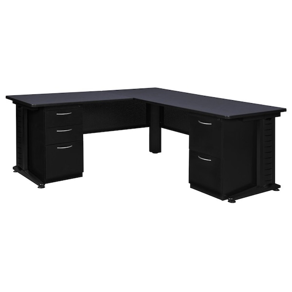 Fusion Fusion L-Desks with Storage, 72 D X 29 H, 66 W X Wood, Metal MLD663042GY - main